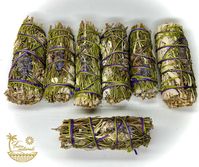 Premium quality hand-harvested and hand-tied Lavender with Rosemary and White Sage smudge sticks (4 inch). Here at Faiza Naturals, located in beautiful Southern California, we take pride in our meticulously hand-tied white sage bundles. This is a unique combination that delivers a relaxing fragrance. We use absolutely no pesticides or growth hormones and sun dry our lush bundles for a simply amazing all natural product. We also have a variety of different white sage smudge combinations including