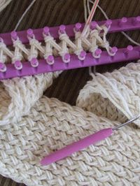 Loom Knitted scarf on the straight loom.  With link to video tutorial