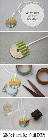 Washi Tape Washer Necklace- Sophie's World DIY: http://sophie-world.com/crafts/washi-tape-washer-necklace