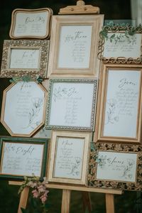 Gold vintage frame wedding seating chart