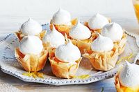 Little lemon meringue filo tarts - use full fat Greek yoghurt