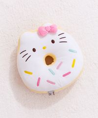 The Hello Kitty® x Pusheen® Donut Plush features Pusheen and Hello Kitty transformed into adorable pink and white glazed donuts. This double-sided Donut Plush means double the cuteness with the most iconic best friends! Launch exclusive available at Pusheen Shop & Sanrio.com. Double-sided Donut Plush measures approximately 12" tall. Pink and teal soft boa bows included on each side. Embroidered face and multi-color sprinkle details. Content: Polyester fibers. Imported. Care: Hand wash in cold wa