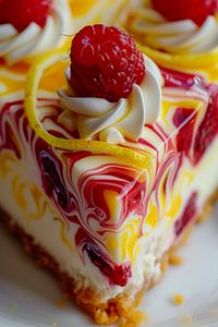 Luscious Lemon Raspberry Swirl Cheesecake is the perfect summer dessert! Bursting with flavor and easy to make. Try it today!