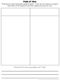 Nonfiction point of view graphic organizer - 2 sides to every story. Has students think about sides of an argument.