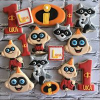 Custom Incredibles “Jack Jack” themed cookies    To see my other work or for more info on how to order, please visit my page or website  www.facebook.com/busybeecakery    www.busybeecakery.com    Email: malinda@busybeecakery.com