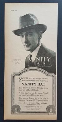 1920 Noname Hat Company Mens Fashions Vanity Hats Orange NJ Vintage Print Ad | eBay