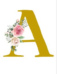 Letter A Floral Gold Printable