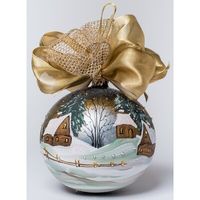 Inspired by cold peaceful winter nights. This rich combination of silver and gold with lots of Swarovski® Elements on a shiny black background make this ornament spectacular. Mixed-Animal Print | Mixed-Animal Print VA Cold Winter Night - White / Green / Gold Ball Ornament 9.0 H x 6.0 W x 6.0 D in Glass | 9" H X 6" W X 6" D | Wayfair