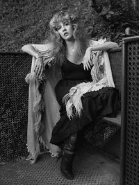 Photo of Stevie Nicks for fans of Stevie Nicks. Stevie in black and white