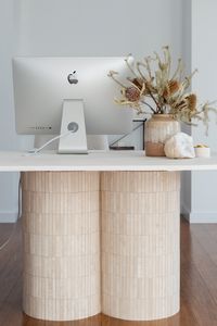 DIY travertine table: Style Curator studio desk