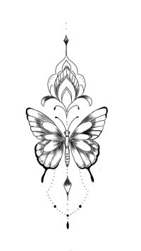 butterfly sternum tattoo stencil