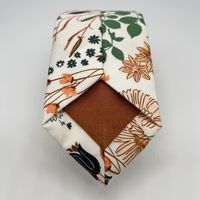 Boho Blooms Tie in Off White Autumn Garden Dark Green Blush Soft Orange Matching Pocket Square & Cufflinks Available - Etsy