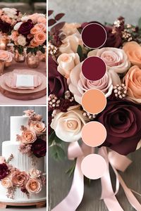 If you are looking for ideas to help you create your wedding color palette, then check out these beautiful rose gold, burgundy, and peach wedding color ideas to help inspire you! | Wedding color schemes | Wedding color palettes | Wedding theme | Wedding theme ideas | Wedding colors | Wedding color inspiration | Wedding color ideas | Wedding themes | Wedding colors unique | Fall wedding color ideas | Winter wedding color ideas | Spring wedding color ideas | Summer wedding color ideas |