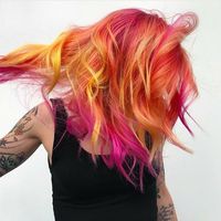 Beauty: Fantasy Unicorn Purple Violet Red Cherry Pink yellow Bright Hair Colour Color Coloured Colored Fire Style curls haircut lilac lavender short long mermaid blue green teal orange hippy boho ombré woman lady pretty selfie style fade makeup grey white silver trend trending Pulp Riot