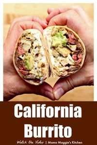 A California Burrito is a real San Diego treat. Grilled carne asada with french fries and all the fixings wrapped inside. It is incredibly tasty and absolutely delicious. Watch the video to learn how to make this yummy San Diego favorite. By Mama Maggie's Kitchen