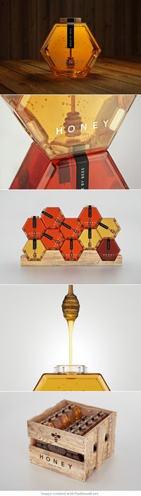 the coolest packaging i've seen for honey. it looks like an art installment or interactive piece even.