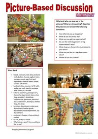 Picture-based discussion elementary - (10) Shopping - English ESL Worksheets