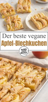 Dieser einfache vegane Apfelkuchen vom Blech ohne Ei, Butter und Milch schmeckt herrlich. Der Rührkuchen mit Äpfeln ist einfach, saftig, schnell.