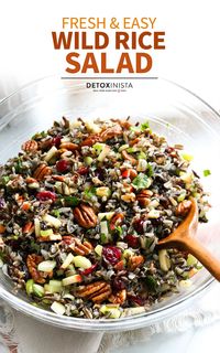 This Wild Rice Salad features crunchy pecans, sweet apples, and dried cranberries tossed in a fresh orange vinaigrette. It's the perfect gluten-free side dish for a holiday menu!