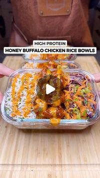 Jalal on Instagram: "High Protein Honey Buffalo Chicken Rice Bowls🍯🍗🔥 Only 528 Calories!  Macros Per Serving (4 Total)  528 Calories | 44g Protein | 49g Carbs | 16g Fat  Ingredients (4 Servings)  - 800g Raw Cubed Chicken Breast - 4-5 Garlic Cloves Minced - 2 Tsp Black Pepper - 2 Tsp Onion Powder - 2 Tsp Smoked Paprika - 2 Tsp Salt - 2 Tsp Olive Oil - 20g Grass Fed Butter for Cooking - 20g honey - 50-60g Buffalo Sauce  Honey Buffalo Sauce  - 80g Light Mayo (Brand: Hellmans) - 120g Buffalo Hot Sauce (Brand: Frank’s Red Hot) - 20g Honey - 1/4 Lemon Juice - 1 Tsp Garlic Powder, Smoked Paprika, Black Pepper  Crunchy Slaw  - Thinly Sliced Red Cabbage - Grated Carrots - Chopped Green Onion - Chopped Coriander/Cilantro - 50g Light Mayo - 10g Honey - 1 Tsp Salt & Pepper  Serve with 540g Cooked R