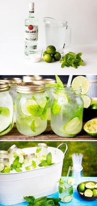 DIY pre-made mojitos in mason jars for a summer BBQ or party! Here's the recipe and the materials you need to get started.