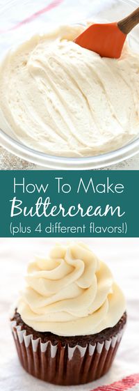 Learn how to make buttercream frosting with this easy tutorial. This is the BEST recipe for homemade buttercream, it pipes perfectly, and makes a great base for other frosting flavors too!