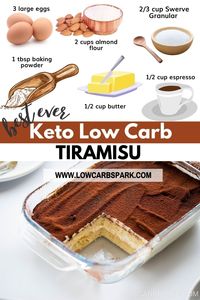 Enjoy a delicious keto treat even on busy weeknights! This easy-to-make low-carb tiramisu utilizes a keto-friendly cake layer instead of ladyfingers, soaked in coffee syrup and layered with a creamy sugar-free mascarpone filling. It's the perfect guilt-free dessert option for any occasion.