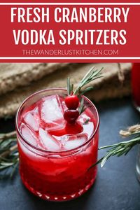 Fresh Cranberry Vodka Spritzers with Rosemary Recipe