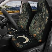 "Lush green forest moon phase Car seat covers, Nature lover Front & back Full set Witchy car seat protector, Boho car seat covers accessories Made with top-tier, light weighted polyester fabric for long-lasting durability. These seat covers come with an elastic fastening system that delivers a secure, snug fit that is tool-free and easy to install. Both covers feature identical designs. ⭐️Car seat covers .: High quality stretchy spandex polyester fabric .: Front set contains TWO seat covers .: Full set contains TWO seat covers and back seat covers .: Quick and easy installation .: Black back cover .: Identical designs printed on both covers .: These car seat covers should NOT be used on a seat with side airbags ⭐️Steering wheel cover: .:High-quality a cotton-polyester material for drive st