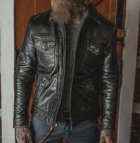 #ad Premium Quality Mens Black Distressed Leather Trucker Jacket, Leather Jacket, Fashion Mens Clothing