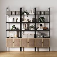 The Theo Storage Bookcase is a breezy boho bookcase with storage. Sporting oak laminate shelves and body that frames 2 stunning cane doors made from natural rattan. Supported by durable metal legs with a beautiful matte black finish. All mounting hardware is included for easy installation.