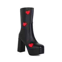 Product information: Upper material: artificial PU Heel shape: thick heel Heel height: super high heel (above 8CM) Popular elements: waterproof platform Tube height: medium tube How to wear: Side zipper Color: white powder, white red, black powder, black red Sizes: 35, 36, 37, 38, 39, 40, 41, 42, 43 Size Information: Packing list: Boots*1(Pair) Product Image: