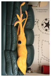 Fabric Giant Squid Pillow Free Sewing Pattern | Fabric Art DIY