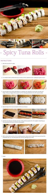 How to make Spicy Tuna Rolls. http://www.astroeater.com/spicy-tuna-roll-recipe/