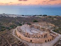 Aftfa - Libya - Leptis Magna was a prominent city of the Carthaginian Empire and Roman Libya at the mouth of the Wadi Lebda in the Mediterranean.