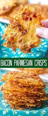 Crispy, crunchy and cheesy these Bacon Parmesan Crisps are a delicious low carb snack that aren't only addicting but quick and easy to make! #cheese #lowcarb #keto #parmesan #snacks #appetizers