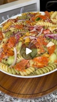 Trinae Pinder on Instagram: "Italian pasta salad! This is so good it makes the perfect side dish or snack!🥗🔥

Share this with a foodie🔥

All new E-cookbook available NOW!🔥

Ingredients include:
Tri-colored pasta cooked 
Diced tomatoes 
Diced onions
Diced cucumbers 
Diced pepperoni 
Pepper jack cheese
Italian seasoning 
Salt/pepper 
Italian dressing

Serve chilled!😚

#recipe #pastasalad #foodie #instadaily #instafoodies"