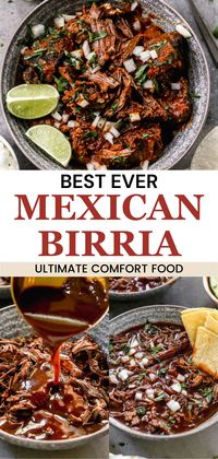 Try the best ever Beef Birria, a popular Mexican recipe featuring tender beef braised in a rich broth of chile peppers, tomatoes, and spices. This flavorful dish can be served as a stew or used to make delicious Birria tacos. The tender shredded beef and savory consomé make this recipe a must-try for anyone who loves authentic Mexican cuisine. Click for the full recipe and bring this traditional dish to your table!