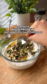 Gen Cohen, CNC | Women’s Weightloss + Fitness on Instagram: "HIGH PROTEIN COTTAGE CHEESE DIP ✨

This is the perfect dip to share with others for your next girls night! 

Serves 4

Ingredients 

For the hot honey: 
- 1/2 cup of honey
- 1 tsp. red pepper flakes
- 1 tsp. apple cider vinegar

For the cheese dip:
- 2 cups cottage cheese
- 1/2 tbsp. extra virgin olive oil + 1 tsp. extra for serving
- 1/4 cup of hot honey 
- black pepper
- 1 tbsp. chopped fresh basil
- 2 tbsp. pistachios, chopped

1. Combine honey, red chili flakes and apple cider vinegar together until well mixed. Set aside.
2. Next, take your cottage cheese, olive oil oil, half of the hot honey and blend together until smooth.
3. Add to a bowl, drizzle the remaining hot honey and olive oil. Add black pepper, fresh chopped basil