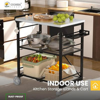 The Folding Grill Cart in Black is the ultimate kitchen companion for outdoor cooking and gatherings. Featuring a durable stainless steel frame, this metal pizza oven stand offers 3 spacious shelves for easy storage and organization. With 2 total lock casters, it’s easy to move and secure, making it perfect for home parties, bars, and camping. The foldable design adds convenience and portability, while the sleek black finish complements any outdoor space. A must-have for any grilling enthusiast!

#GrillCart #OutdoorKitchen #FoldingCart #PizzaOvenStand #RollingCartWithWheels #USA #CampingEssentials #OutdoorCooking #HomePartyGear #FunctionalFurniture