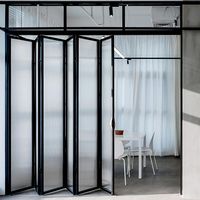 Factory custom frosted glass sliding folding partition door ultra-thin aluminum folding door system