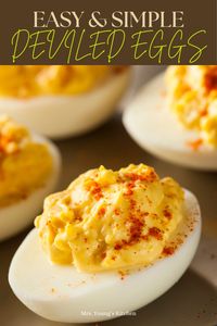 This delicious homemade, deviled eggs recipe is so easy and simple to make. Guaranteed to have no leftovers, this is the perfect dish to take to any occasion! #simpledeviledeggsrecipe