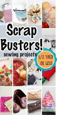 A HUGE list of sewing projects that use a 1/2 yard of fabric of less. Sew some easy scrap busters to use up your stash and organize you home with this fabulous scrap busting sewing tutorials. via @lifesewsavory