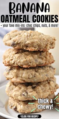 Banana Oatmeal Cookies with Chocolate Chips and Walnuts, an easy homemade oatmeal cookie recipe! These Banana Oatmeal Cookies are the best, crispy on the outside and soft and chewy on the inside, and loaded with banana, oats, chocolate chips, and nuts. RECIPE @SnappyGourmet.com #SnappyGourmet #cookies #banana #snack