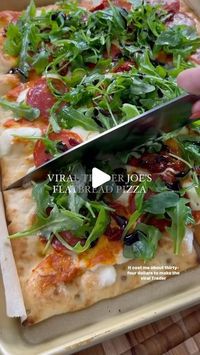 Nicole Keshishian Modic | KALEJUNKIE® on Instagram: "Let’s make the VIRAL TRADER JOE’S FLATBREAD PIZZA and then be sure to follow @kalejunkie for more fun ideas, okay? :) To know me is to know I love trying all of the new trends and then sharing my honest opinion—some of them are a 0/10 and then some of them really exceed my expectations. This one? I could not WAIT to make it—anything with that Trader Joe’s garlic spread has me weak in the knees. Now, I did spend $34 for all the ingredients, which makes it one heck of a spendy Trader Joe’s meal. And it would have cost around $37 if I bought their hot honey and added that it on top at the very end, but I think their hot honey tastes like cough syrup so that was a hard pass. The verdict? IT WAS ABSOLUTELY DELICIOUS!!! And to be fair, this ma