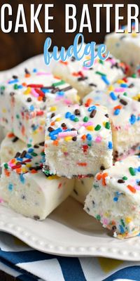 Cake Batter Fudge: and easy, white chocolate fudge recipe with yellow cake mix and sprinkles!