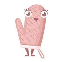 Oven mitt pink color mascot. Cartoon character design. Protective fabric tissue cloth with square pattern. Flat vector illustration isolated on white background.: Royalty-free vector graphics