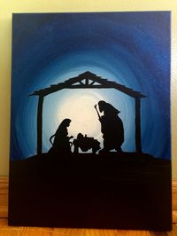 Manger Scene Silhouette Canvas by JoyfulMorningCrafts