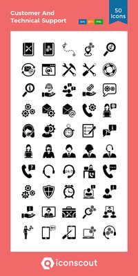 Customer And Technical Support  Icon Pack - 50 Glyph Icons