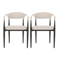 GDFStudio Camas Modern Fabric Upholstered Iron Dining Chairs (Set of 2), Beige